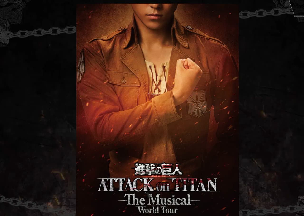 Cartel oficial de la gira mundial de Attack on Titan: The Musical.