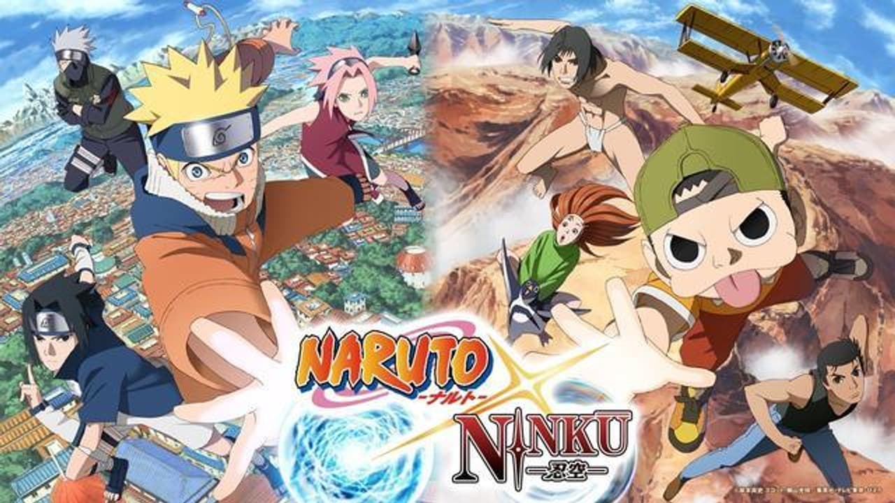 Personajes de Naruto y Ninku juntos en un paisaje colorido.